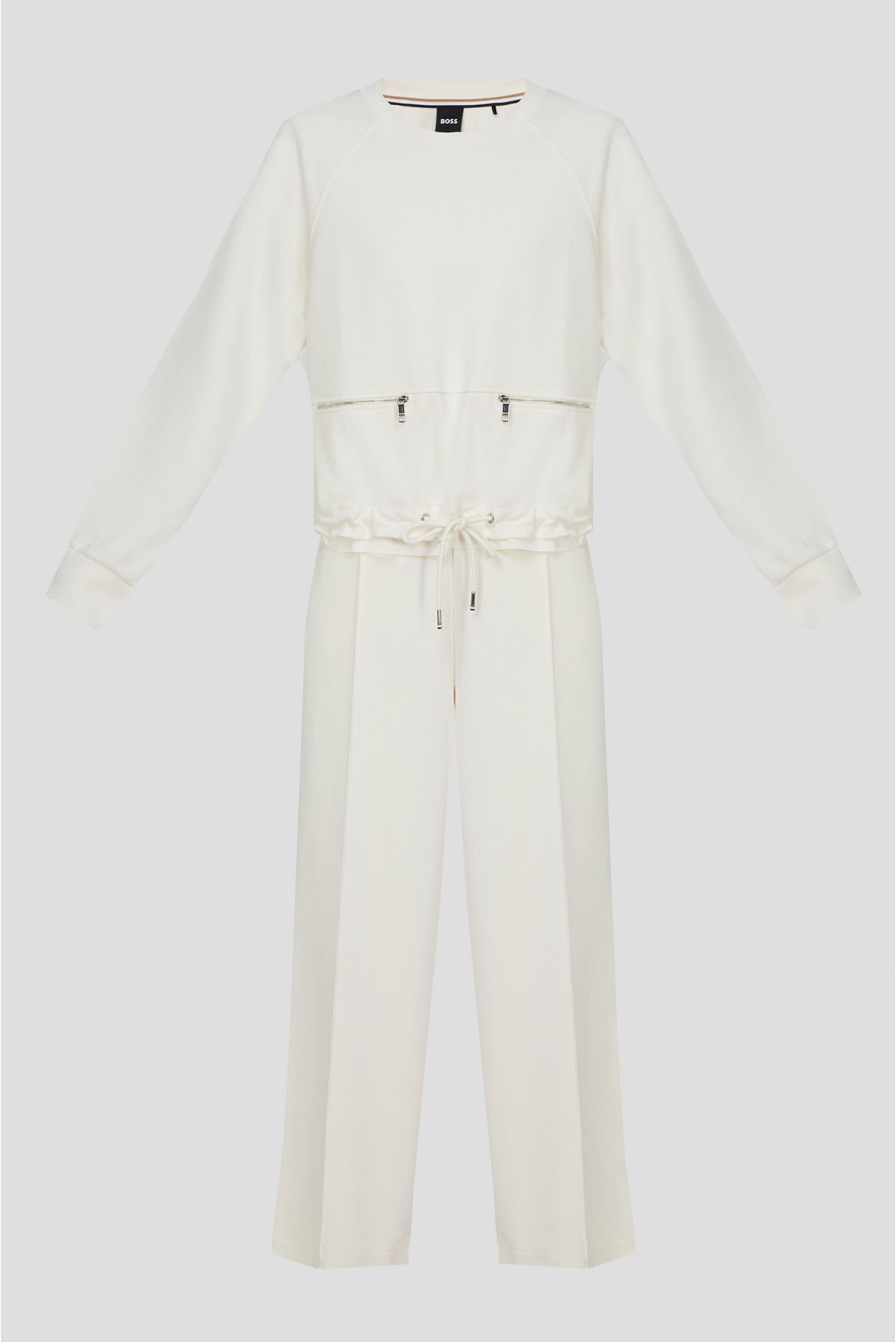Жіночий білий костюм (світшот, брюки) - 1