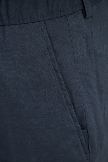 Мужской темно-синий льняной костюм (кофта, брюки) - 4