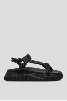 Женские черные кожаные сандалии