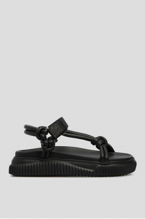 Женские черные кожаные сандалии