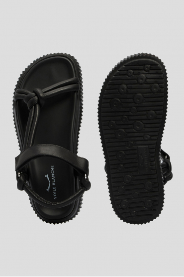 Жіночі чорні шкіряні сандалі - 4