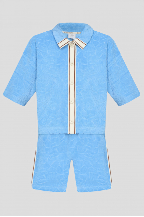 Женский голубой костюм (рубашка, шорты)
