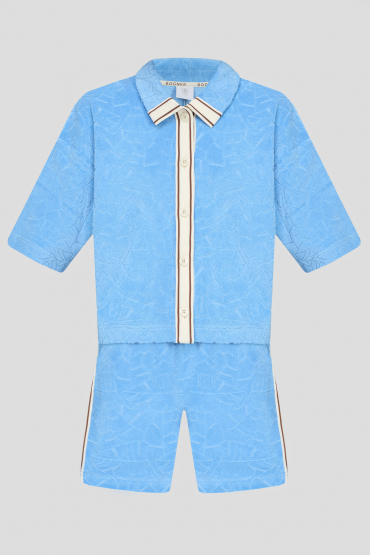 Жіночий блакитний костюм (сорочка, шорти) - 1