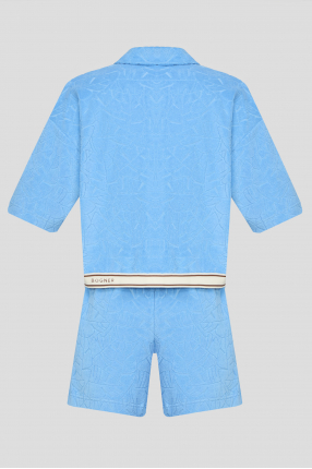 Жіночий блакитний костюм (сорочка, шорти) 1