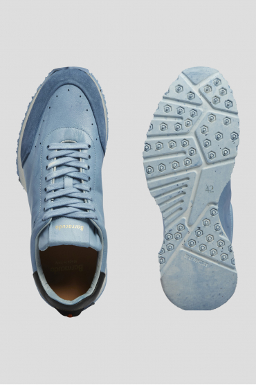 Чоловічі блакитні шкіряні кросівки  - 4