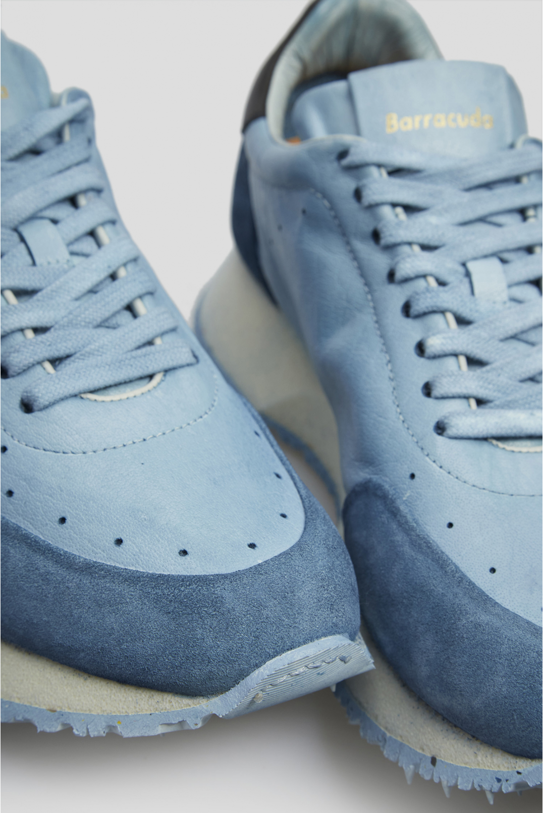 Мужские голубые кожаные кроссовки - 5
