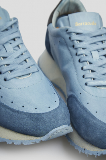 Чоловічі блакитні шкіряні кросівки  - 5