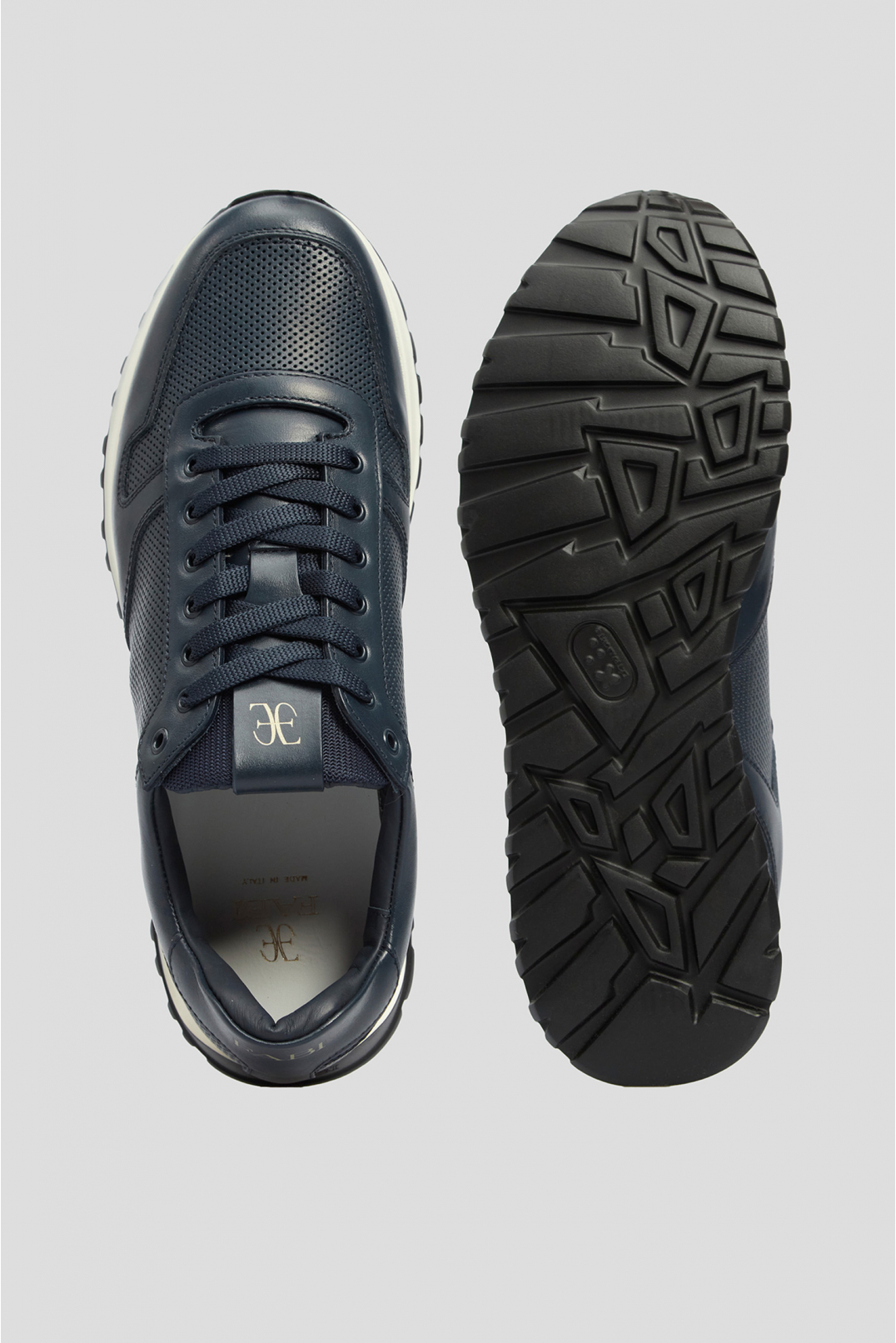 Мужские темно-синие кожаные кроссовки - 4