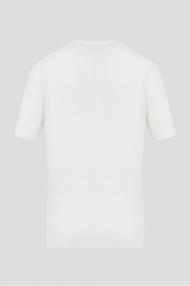 Чоловічий білий шовковий джемпер з коротким рукавом - 2