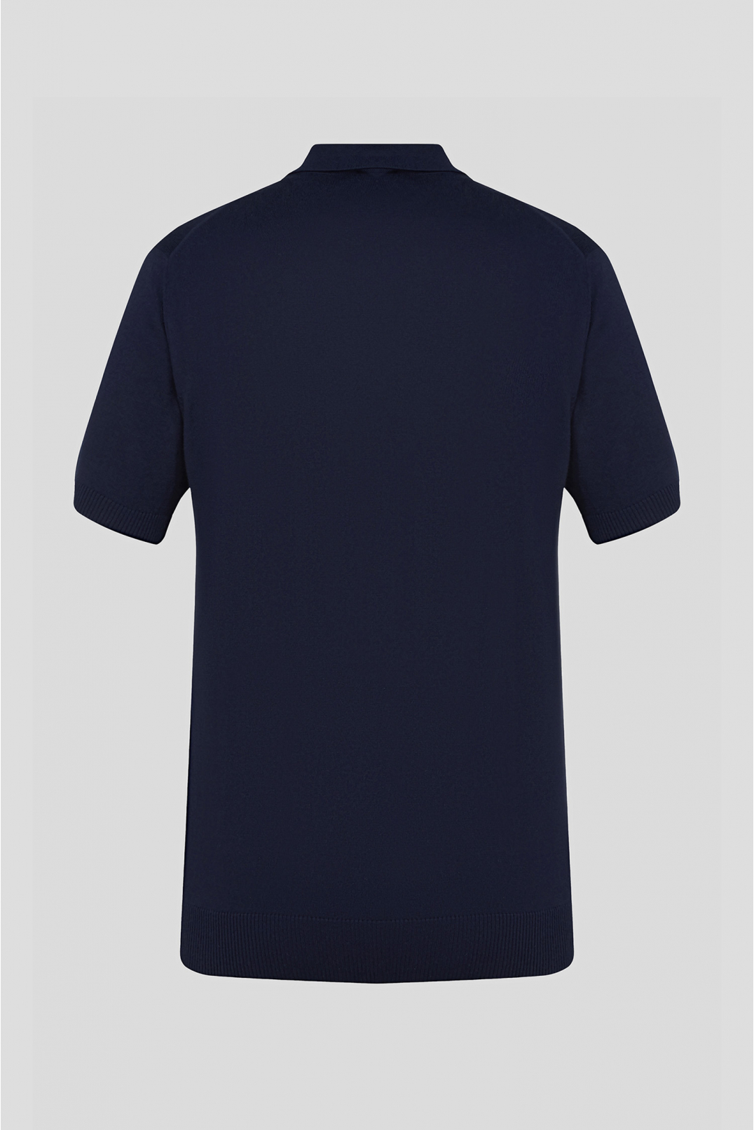 Чоловічий темно-синій шовковий джемпер з коротким рукавом - 2