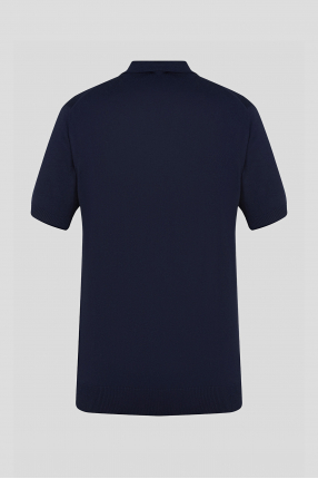 Чоловічий темно-синій шовковий джемпер з коротким рукавом 1