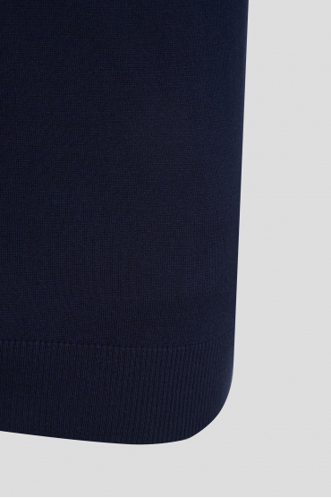 Мужской темно-синий шелковый джемпер с коротким рукавом - 4