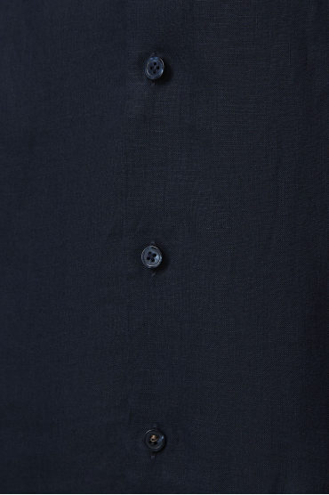 Чоловіча темно-синя лляна сорочка  - 4