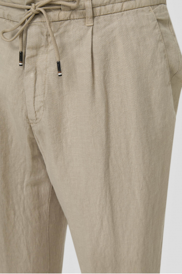 Мужские бежевые льняные брюки - 3