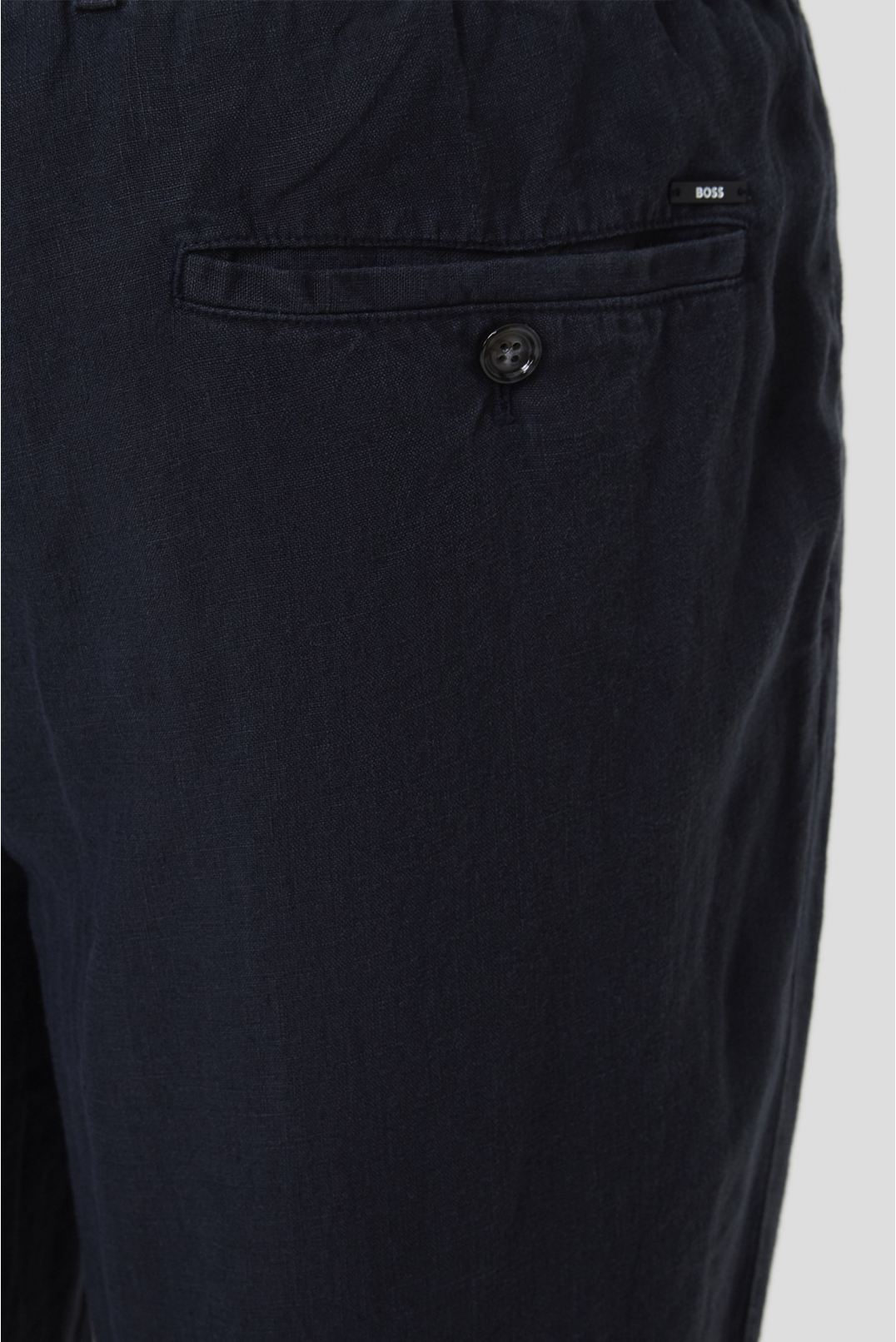 Мужские темно-синие льняные брюки - 4