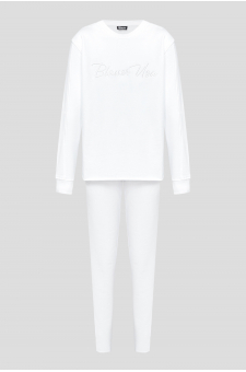 Жіночий білий спортивний костюм (світшот, штани)