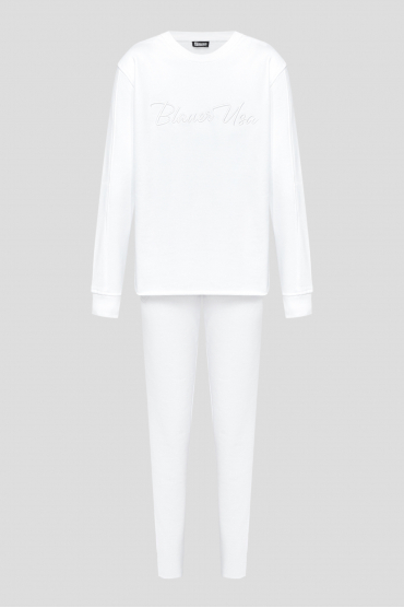 Женский белый спортивный костюм (свитшот, брюки) - 1
