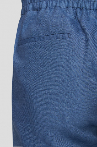 Мужские синие льняные брюки - 4