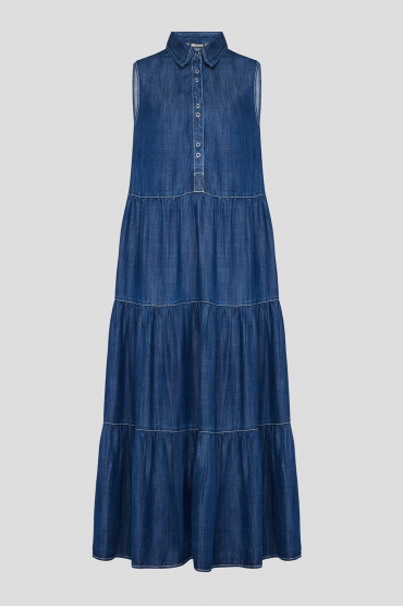 Жіноча темно-синя джинсова сукня - 1