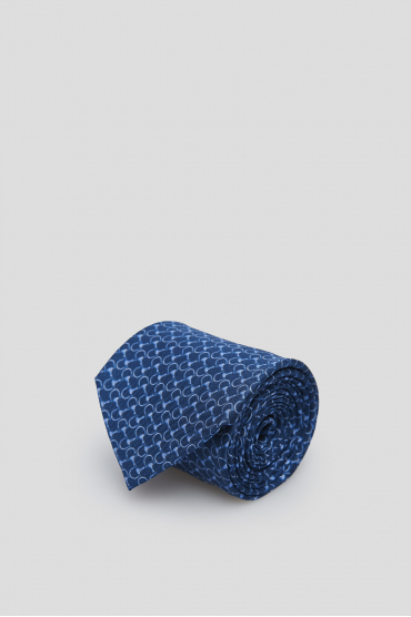 Чоловіча темно-синя шовкова краватка - 1
