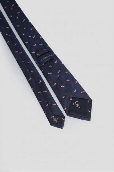 Чоловіча темно-синя шовкова краватка - 3