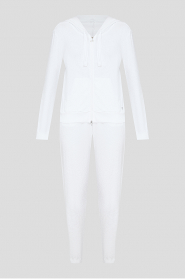 Женский белый спортивный костюм (худи, брюки) - 1