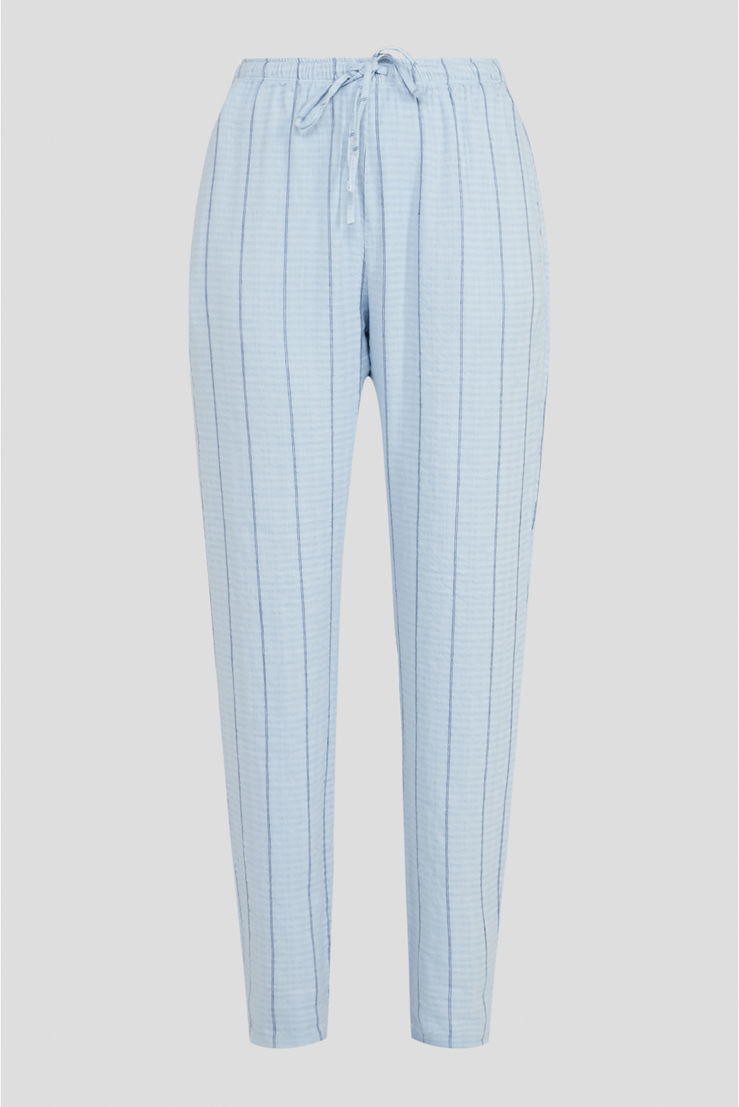 Жіночі блакитні брюки у смужку - 1