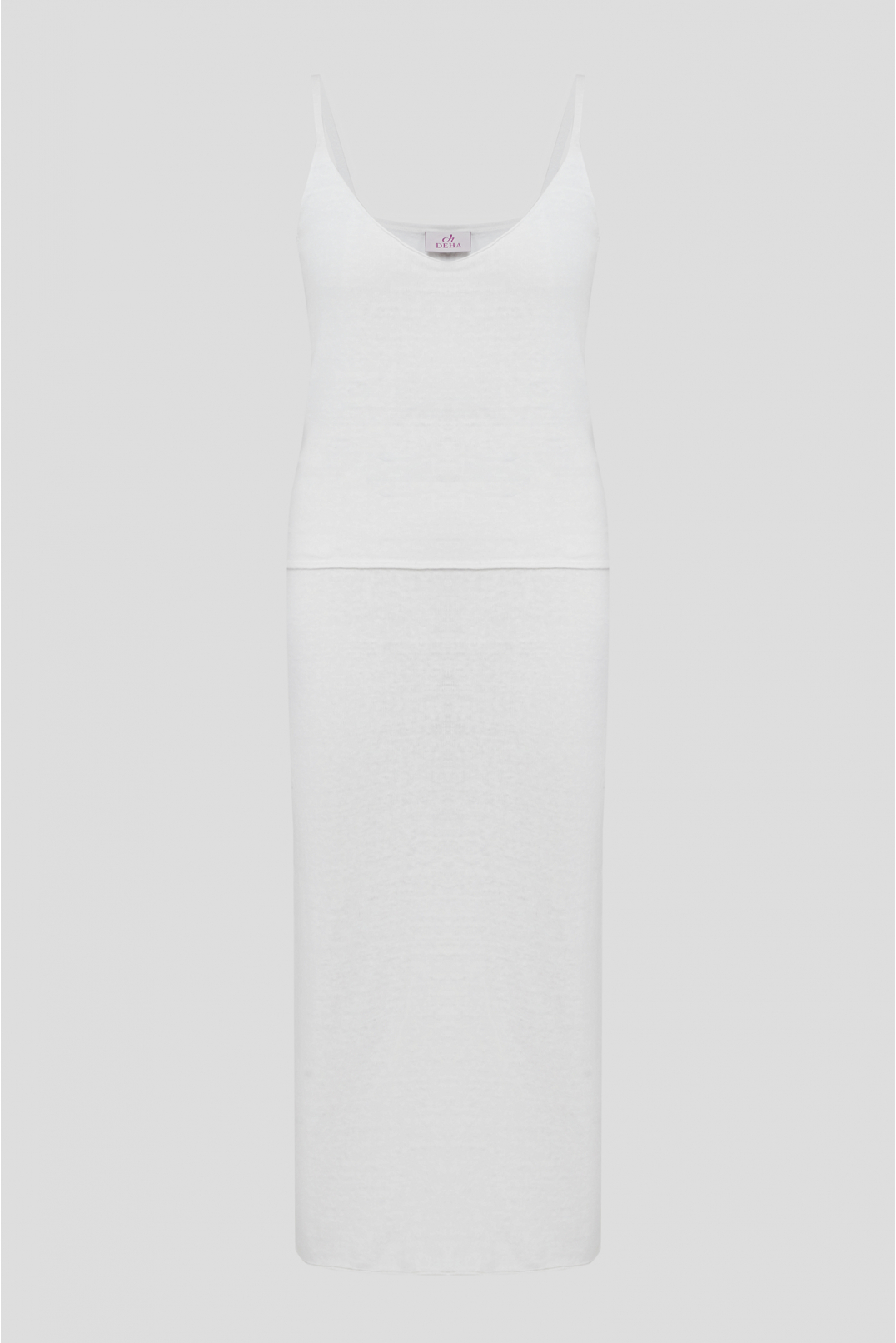 Жіночий білий лляний костюм (топ, спідниця) - 1