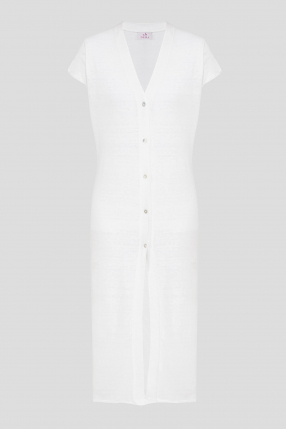 Женское белое льняное платье