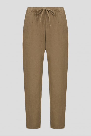 Жіночі коричневі лляні брюки - 1