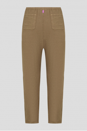 Женские коричневые льняные брюки 1