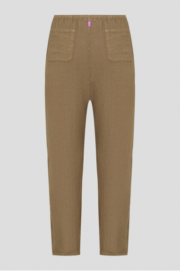 Женские коричневые льняные брюки - 2