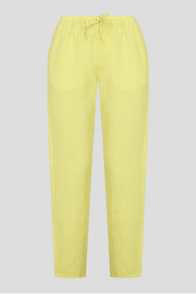 Женские желтые льняные брюки