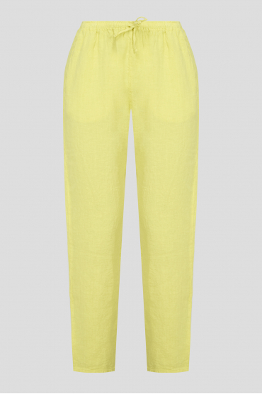 Женские желтые льняные брюки - 1