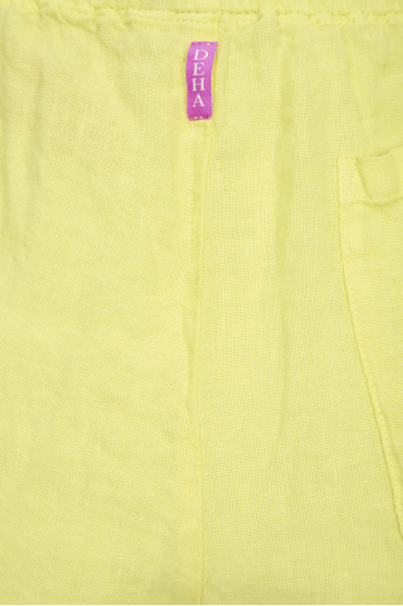Женские желтые льняные брюки - 4
