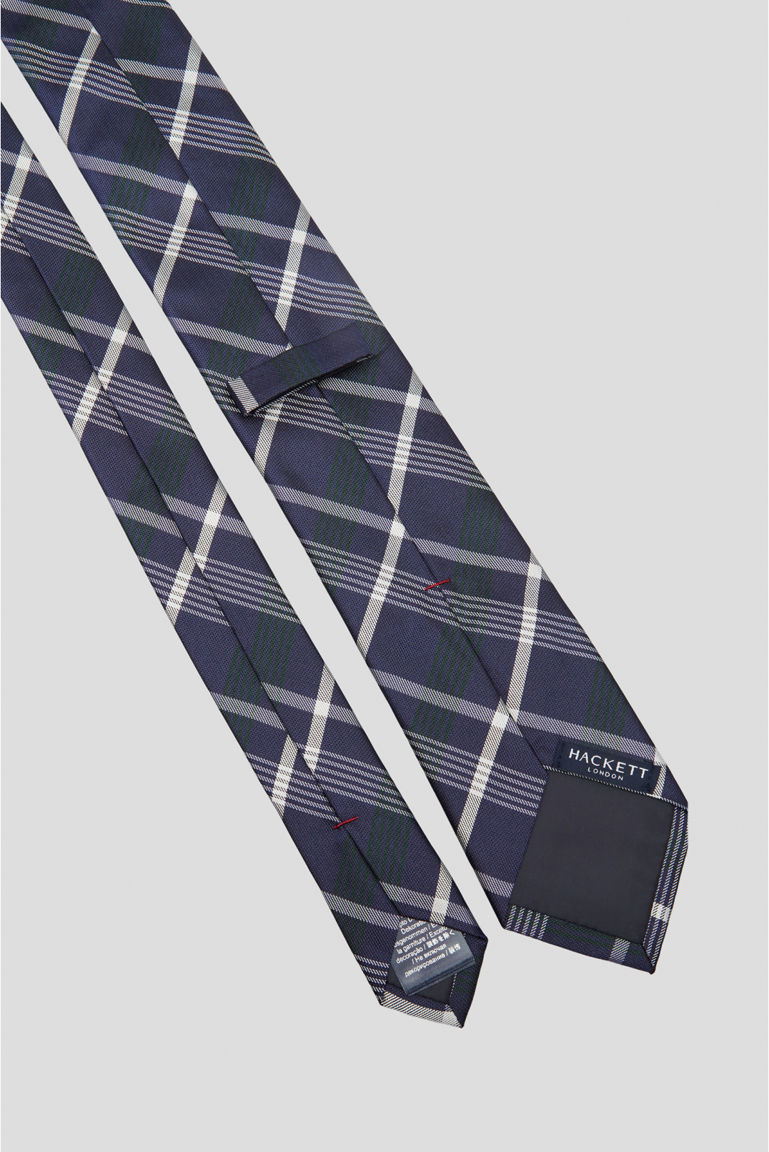 Чоловіча темно-синя шовкова картата краватка - 3