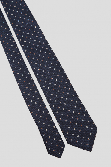 Мужской темно-синий галстук с узором - 2