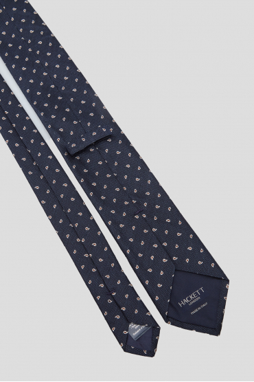 Мужской темно-синий галстук с узором - 3