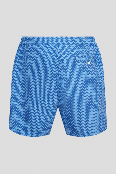 Мужские синие плавательные шорты с узором - 2