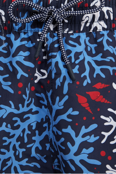Мужские темно-синие плавательные шорты с узором - 3