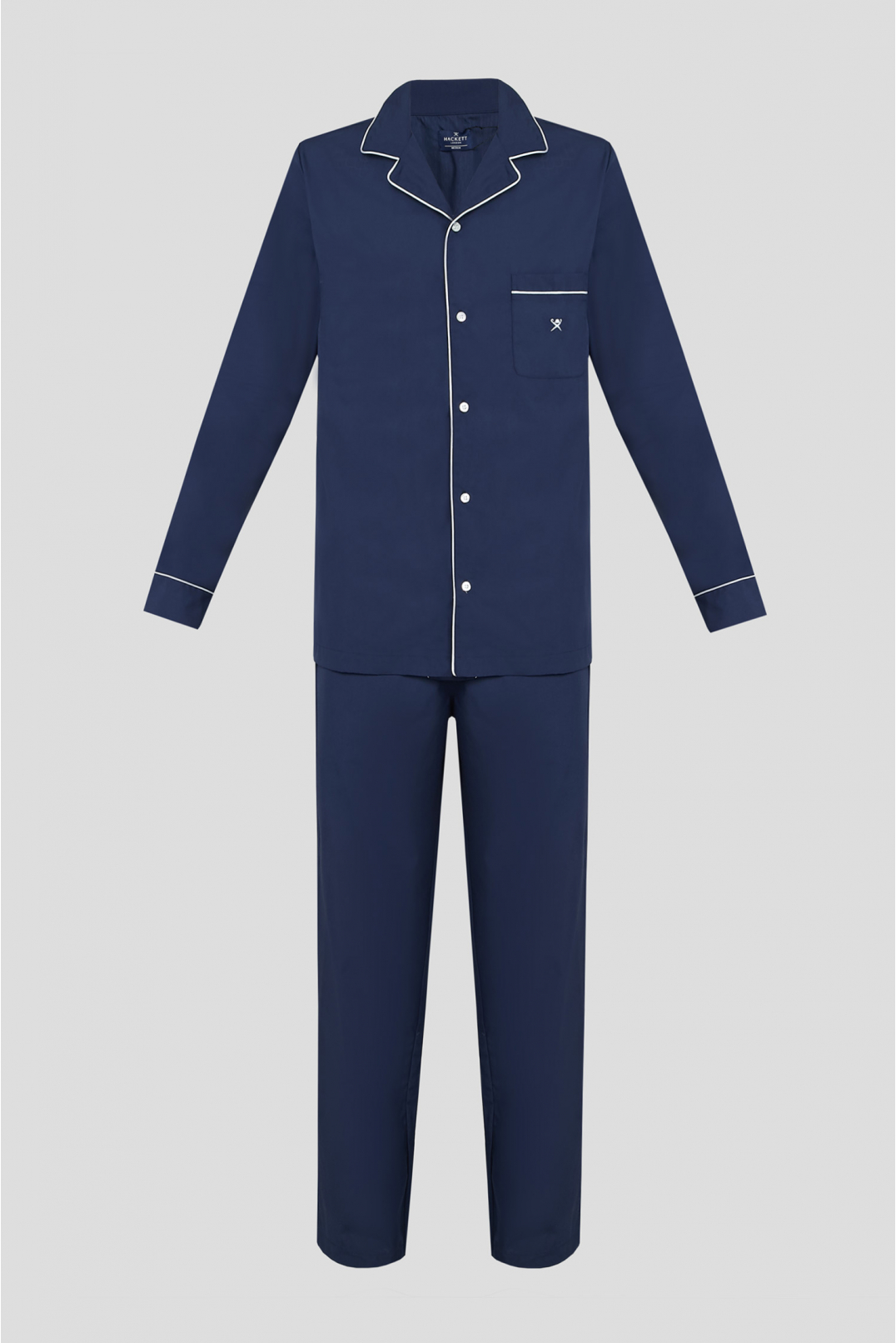 Мужская темно-синяя пижама (рубашка, брюки) - 1