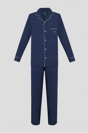Чоловіча темно-синя піжама (сорочка, брюки)