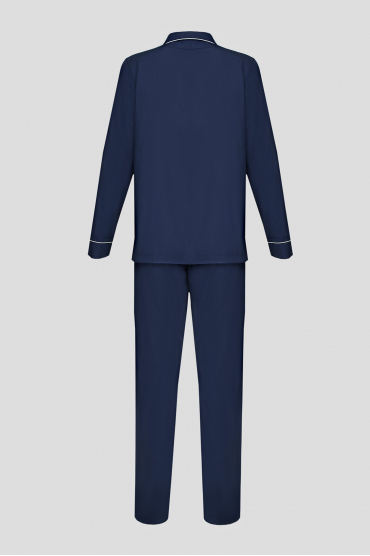 Чоловіча темно-синя піжама (сорочка, брюки) - 2