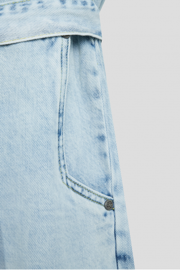 Жіночий блакитний джинсовий комбінезон - 3