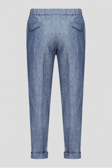 Мужские синие льняные брюки - 2