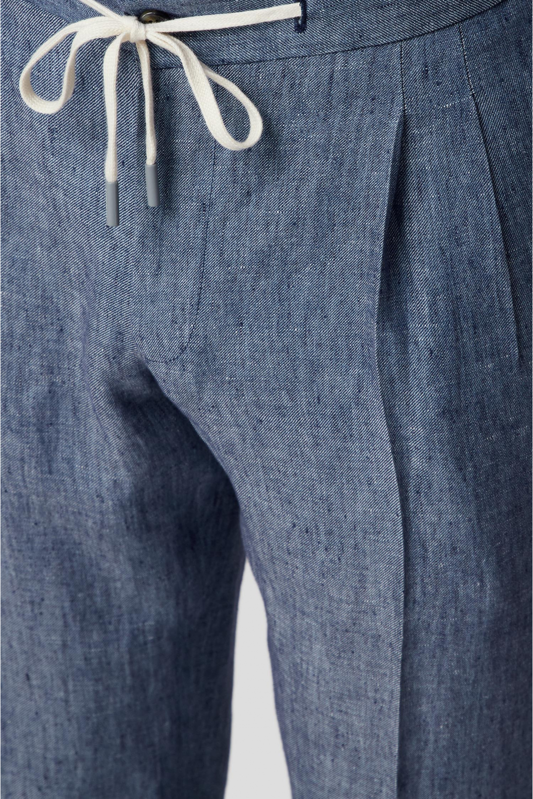 Мужские синие льняные брюки - 3