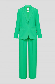 Жіночий зелений костюм (жакет, брюки)