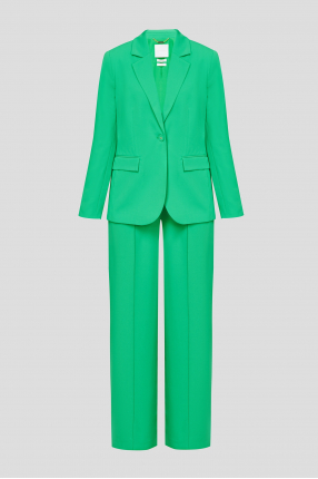 Жіночий зелений костюм (жакет, брюки)