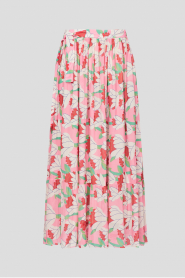 Женская розовая юбка с узором - 1
