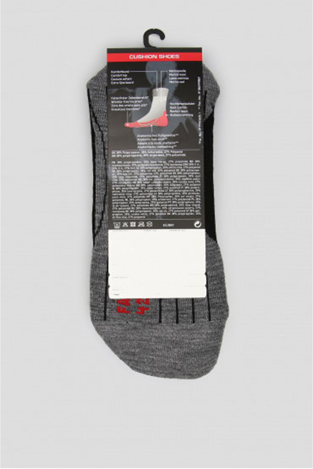 Чоловічі сірі шкарпетки для бігу RU4 WOOL - 2